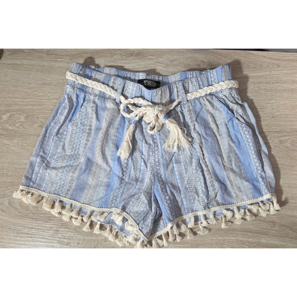 Rewash Linen Blend Tassles Pull on Shorts Beachy Comfort Boho‎